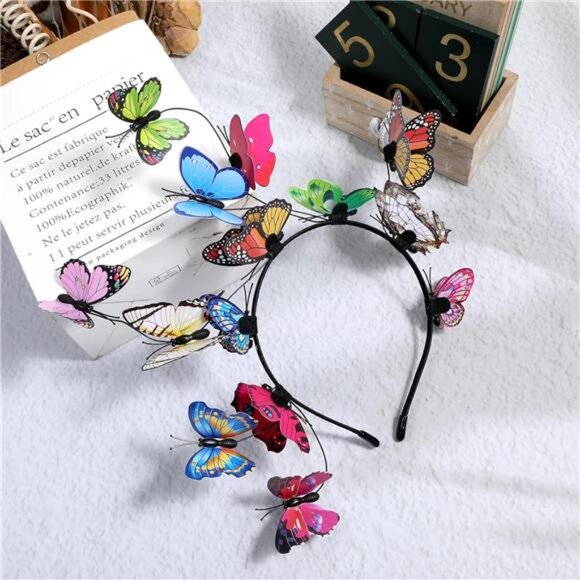 Butterfly Crown Headband | Fascinator Costume Headpiece | Tea Party & Halloween - Picture 7 of 8